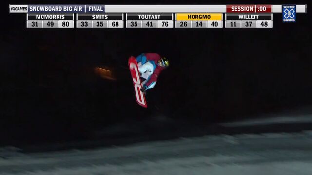 Torstein Horgmo scores a perfect 50 in Snowboard Big Air with a backside triple cork.